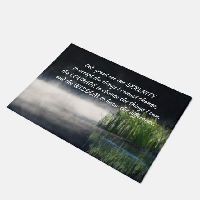 Paillasson Serenity Prayer Cattails Dans Mist Inspiration (Incliné)