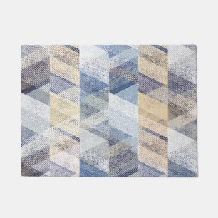 Paillasson serviettes en zigzag beige bleu clair texturé
