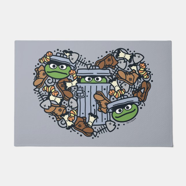 Paillasson Sésame Sésame | Oscar the Grouch Doodle Heart (Devant)