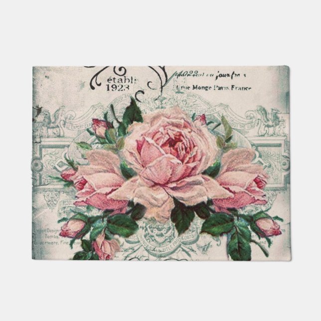 Paillasson shabby chic, découpage, victorien, français chic,  (Devant)