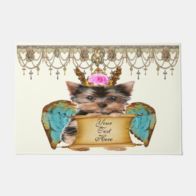 Paillasson Shabby Chic Yorkie Angel Puppy Chien Créez votre p (Devant)