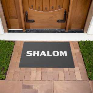 Paillasson Shalom, Paix, gris charbon blanc moderne