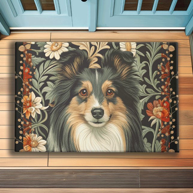 Paillasson Sheltie or Collie Dog in William Morris Style (Créateur téléchargé)