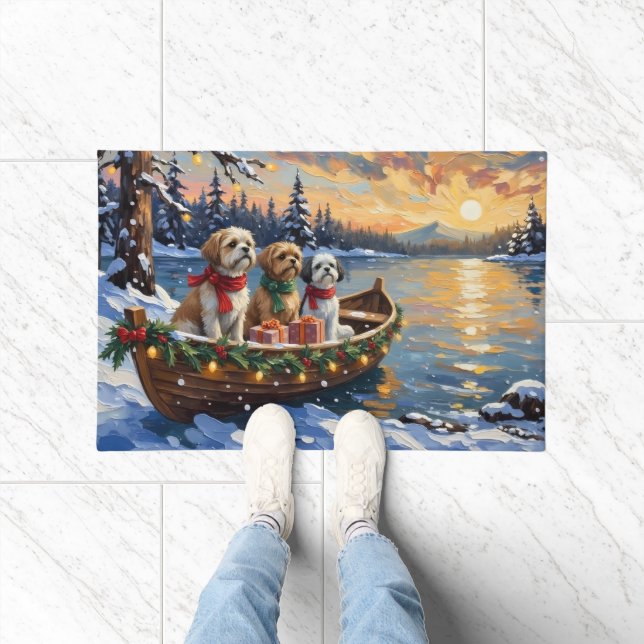 Paillasson Shih Tzu Christmas Boat Holiday (Intérieur)