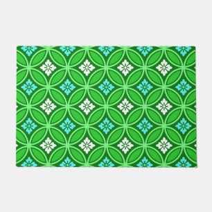 Paillasson Shippo avec Motif à Fleur, Tons de Jade Green