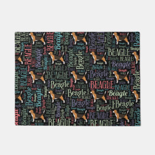 Paillasson Silhouette de beagle et motif d'art de mot