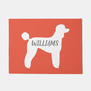 Paillasson Silhouette de chien de caniche standard blanc pers