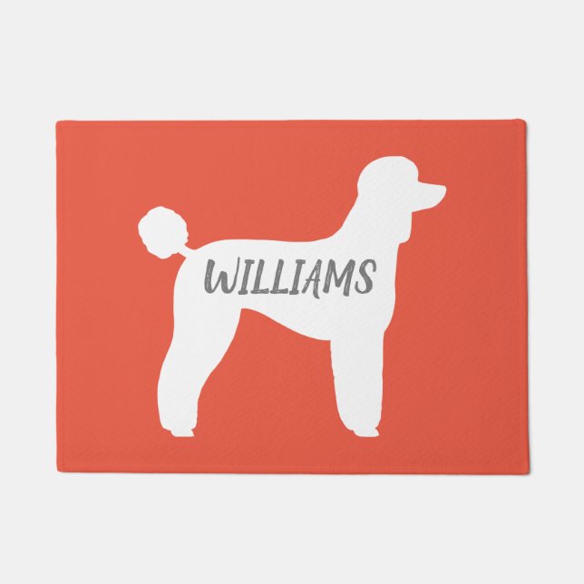 Paillasson Silhouette de chien de caniche standard blanc pers (Devant)
