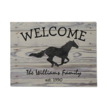 Silhouette de l'aquarelle Rustic Wood Galloping Ho