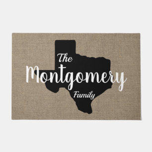 Paillasson Silhouette du Texas et lettrage de main de toile