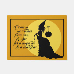 Paillasson Silhouette et poème de sorcière victorienne Vintag
