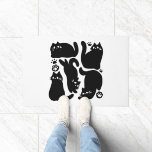 Paillasson Silhouettes de chat noir - Design Feline mignon