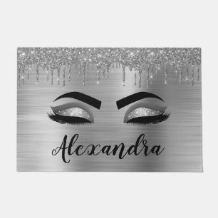Paillasson Silver Glitter Sparkle Eyelashes Monogram