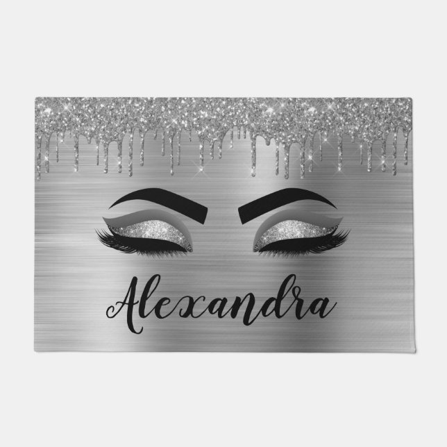 Paillasson Silver Glitter Sparkle Eyelashes Monogram (Devant)