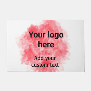 Paillasson Simple aquarelle rouge ajoutez votre logo texte pe