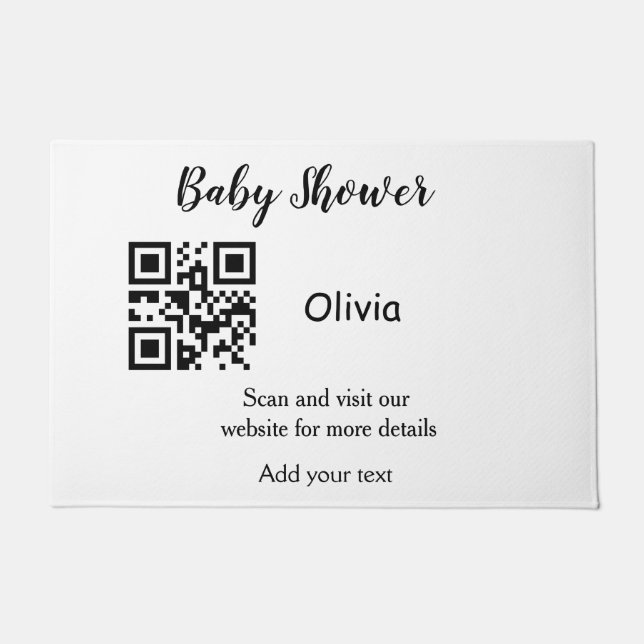 Paillasson Simple baby shower code barre QR add name (Devant)