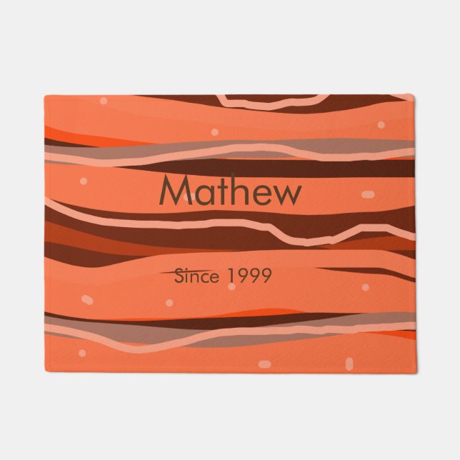 Paillasson simple lettre initiale monogramme ajouter nom art  (Devant)