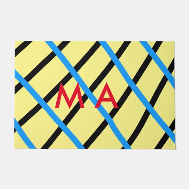 Paillasson Simple monogramme ajouter votre nom lettre man min (Devant)