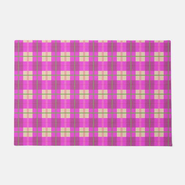 Paillasson Simple Noël Plaid Pink Purple À damiers (Devant)
