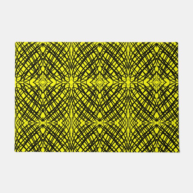 Paillasson Simple Scribble | Carreaux miroir | Jaune | (Devant)