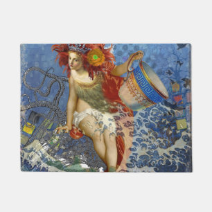 Paillasson Sirène du Verseau Art Gothique Bleu