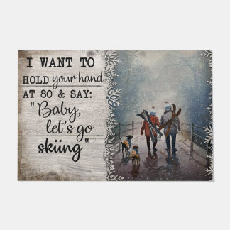 Paillasson Skiing Family Doormat, Snow Ski Snowboard