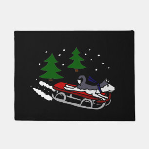 Paillasson Sledding drôle de chien de traîneau sibérien