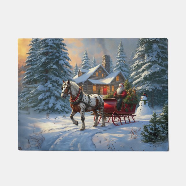 Paillasson Sleigh Père Noël à cheval de Noël (Devant)
