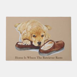 Paillasson slogan de caresse de pantoufles de chien d'arrêt