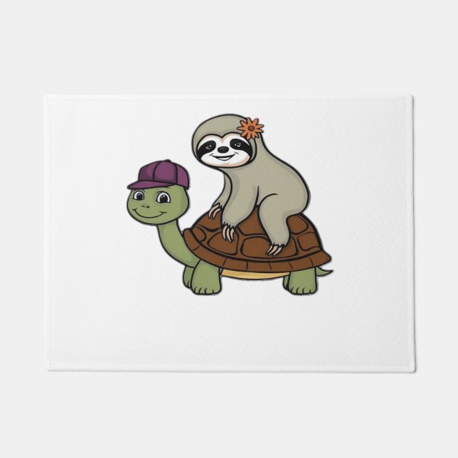 Paillasson Sloth riding a turtle Classic T-Shirt (Devant)