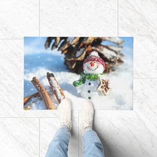 Paillasson Smiley Petit Snowman En Casquette Rouge