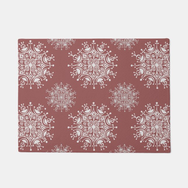 Paillasson Snowflakes de Noël Vintage, Motif Blizzard (Devant)