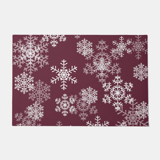 Paillasson Snowflakes Doormat-Maroon Vin (Devant)