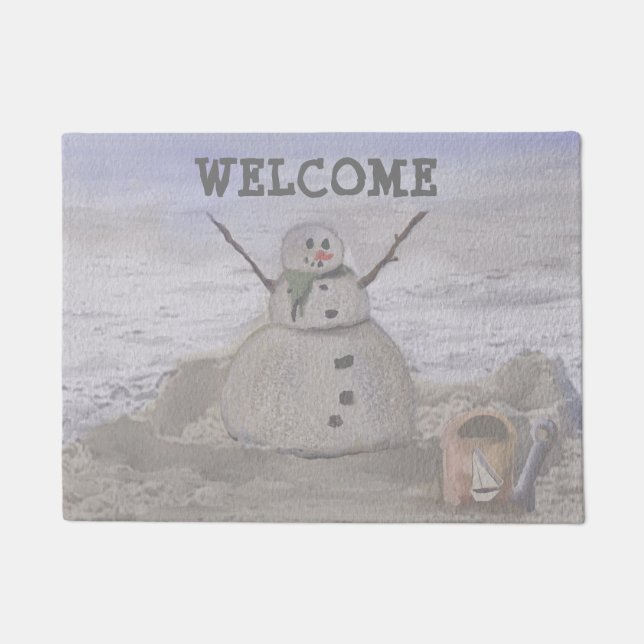Paillasson Snowman Frosty À La Plage Welcome Doormat (Devant)