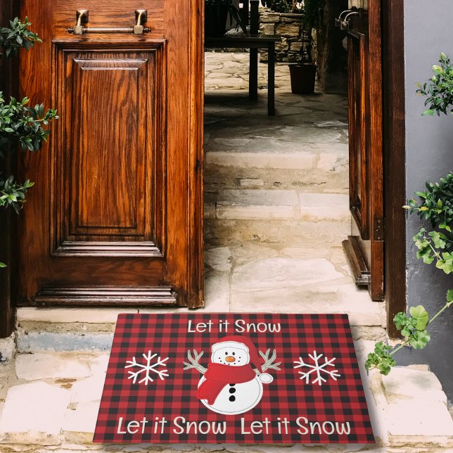 Paillasson Snowman Laisser la neige Rouge et noir Buffle Plai (Créateur téléchargé)