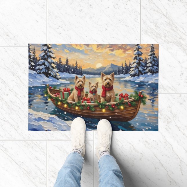 Paillasson Soft Coated Wheaten Terrier Christmas Boat Holiday (Intérieur)