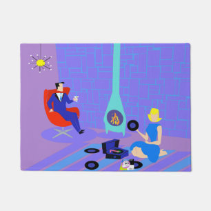 Paillasson Soirée rétro à domicile Mat de porte