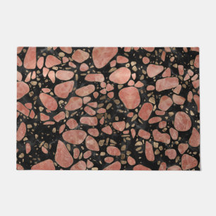 Paillasson Sol de mosaïque - quartz rose et or sur le marbre