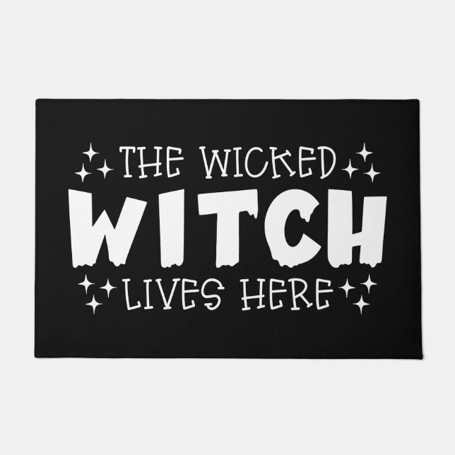 Paillasson Sorcière blanche et noire d'Halloween (Devant)