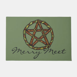 Paillasson Sorcière verte Pagan Pentacle Nature Wicca