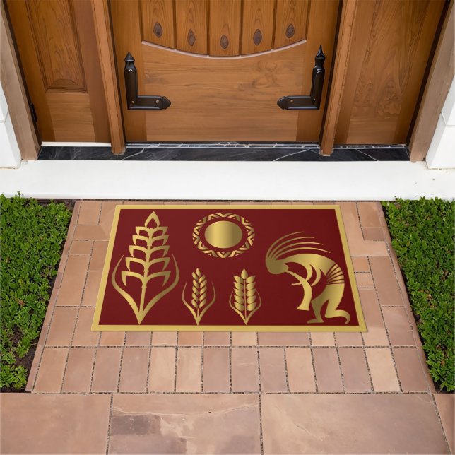 Paillasson Southwestern Springtime Gold Kokopelli Rug (De plein air)