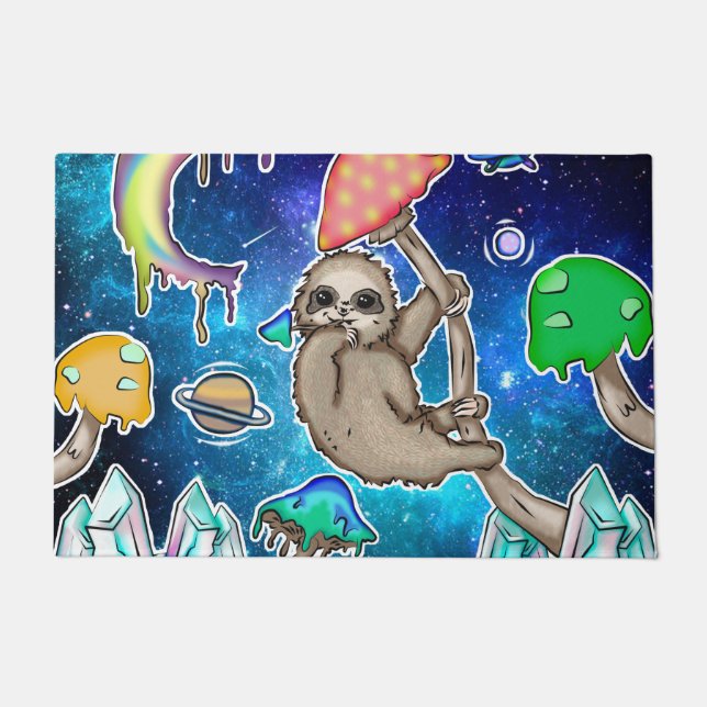 Paillasson Space Galaxy Sloth Cosmic Champignons Bizarre Crys (Devant)