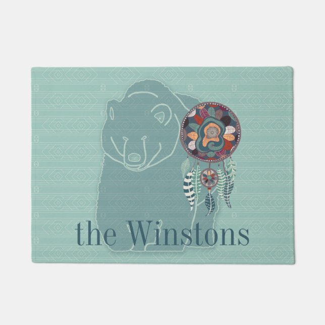 Paillasson Spirit Bear Native American Theme Custom (Devant)