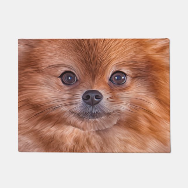 Paillasson Spitz de Pomeranian de chien de dessin (Devant)