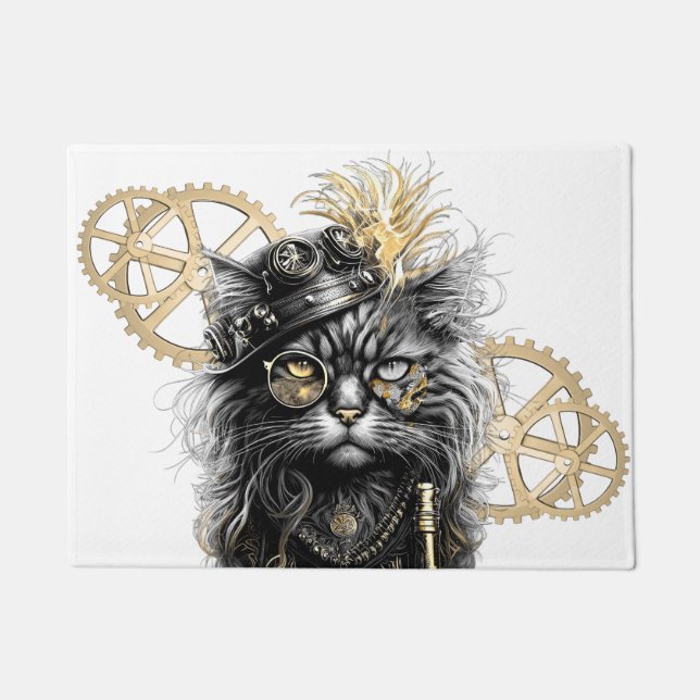 Paillasson Sprocket-Paws Le Chat Steampunk Funky (Devant)