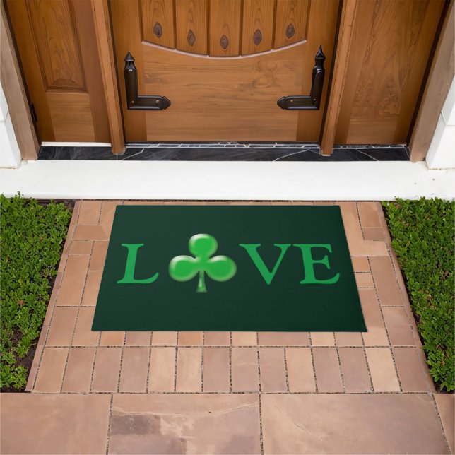 Paillasson St. Patrick's Day Love Green Clover Porte Shamrock (De plein air)