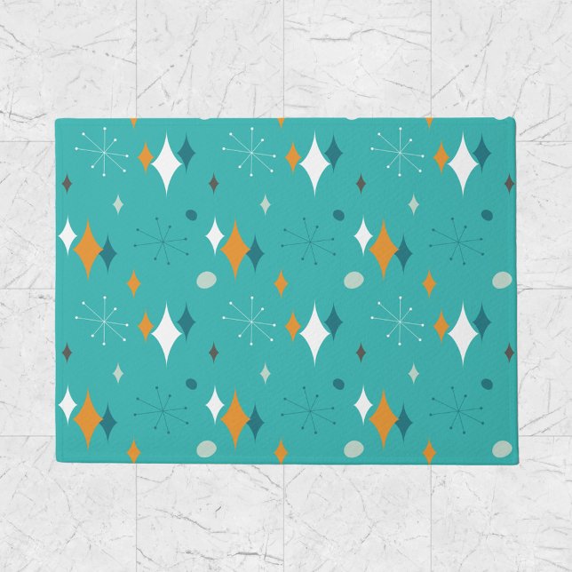 Paillasson Starburst Mid Century Motif moderne en Turquoise (Créateur téléchargé)