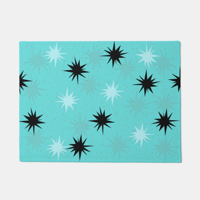 Paillasson Starbursts Turquoise Atomique Porte Mat (Devant)