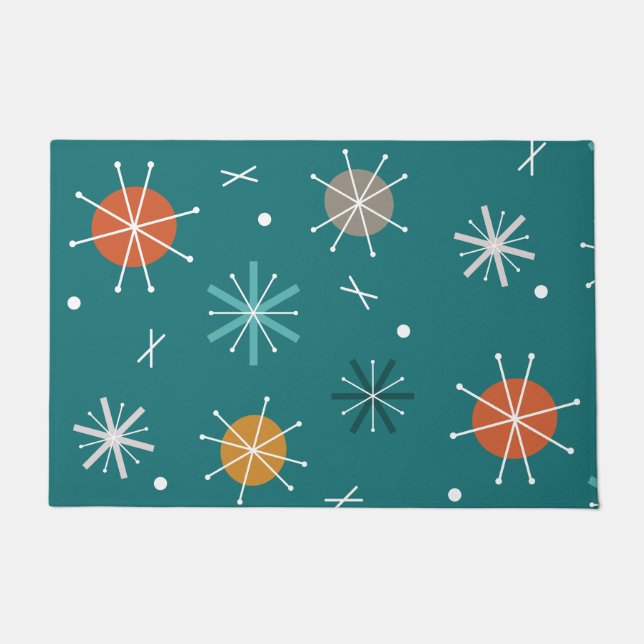 Paillasson Starburts Rétro Planètes Atomique Turquoise (Devant)