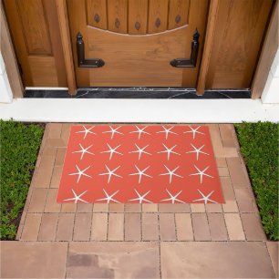 Paillasson Starfish Motif Orange Rouge Nautique Décor Plage